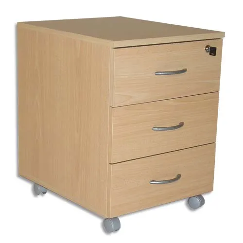 Illustration of product : SIMMOB Caisson mobile 3 tiroirs Hêtre - Dimensions : L41 x H56 x P50 cm (1)