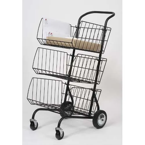 Illustration of product : ALBA Chariot courrier 3 étages 62 x 95 x 46 cm - structure en fil métal peint (1)