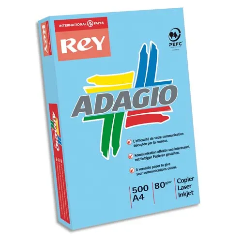Illustration of product : INAPA Ramette 500 feuilles papier couleur vive ADAGIO bleu vif A4 80g (1)