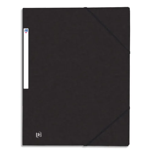 Illustration of product : OXFORD Chemises 3 rabats à élastiques TOP FILE en carte lustrée 5/10e,390g. Format A4. Coloris Noir (1)