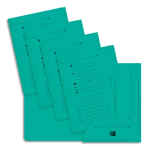 Illustration of product : OXFORD Paquet de 25 chemises HV ULTIMATE 2 rabats. En kraft 240g. Pour format A4. Coloris vert pastel (1)