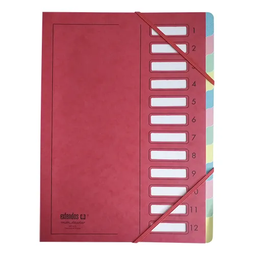 Illustration of product : EXTENDOS Trieur en carte forte vernie 12 compartiments Rouge MON DOSSIER (1)