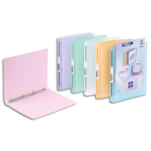 Illustration of product : Lot de 25 - VIQUEL Classeur personnalisable PROPYSOFT PP 4/10e, dos 2,5 cm, coloris assortis, 4 anneaux ronds (1)