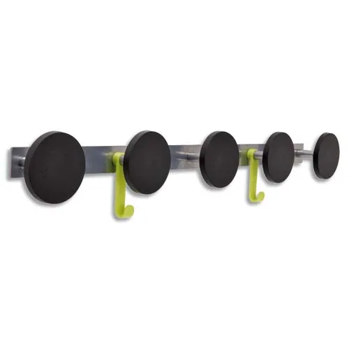 Illustration of product : ALBA 5 patères murales Gris aluminium et Noir (1)