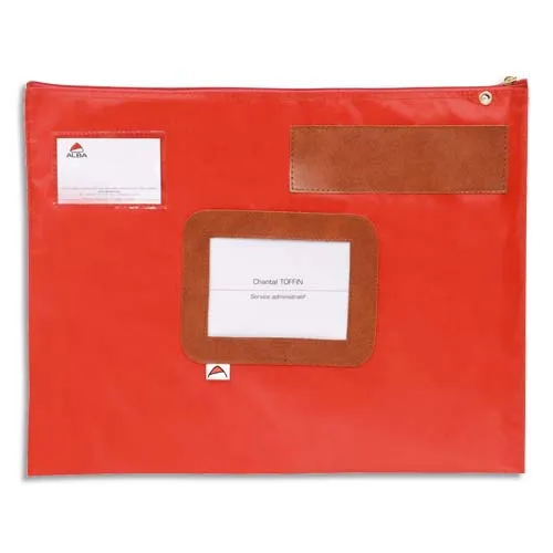 Illustration of product : ALBA Pochette navette Rouge en PVC dimensions : 42x32cm (1)