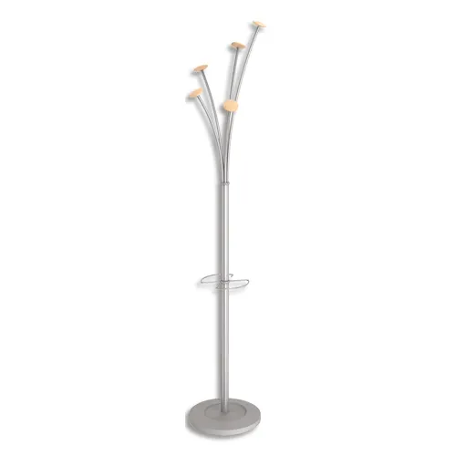 Illustration of product : ALBA Portemanteau 5 patères Gris alu embouts bois Festival (1)