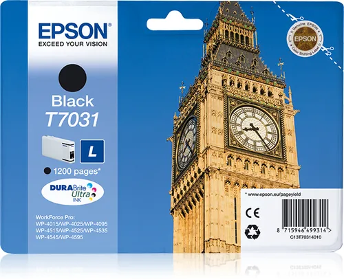 Illustration of product : EPSON T7031 cartouche de encre noir capacité standard 24ml 1.200 pages 1-pack blister sans alarme (1)