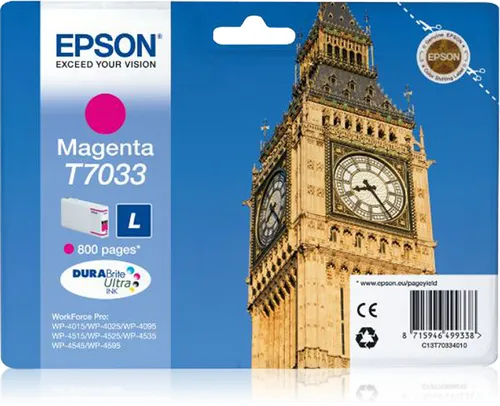 Illustration of product : EPSON T7033 cartouche de encre magenta capacité standard 9.6ml 800 pages 1-pack blister sans alarme (1)