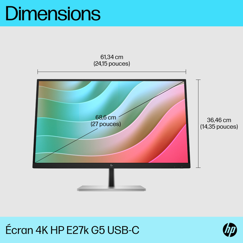 HP E27k 4K 32" - Dimensions