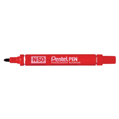 Illustration of product : PENTEL Marqueur permanent pointe ogive corps métal encre Rouge indélébile N50 (1)