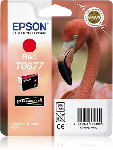 Illustration of product : EPSON T0877 cartouche d encre rouge capacité standard 11.4ml 1-pack blister sans alarme (1)