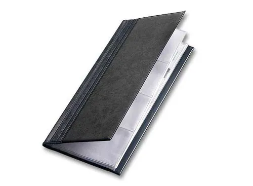 Illustration of product : OXFORD Porte-cartes de visite ELEGANCE en PVC expansé. Capacité 80 cartes. Format 12x27cm. Coloris Noir (1)