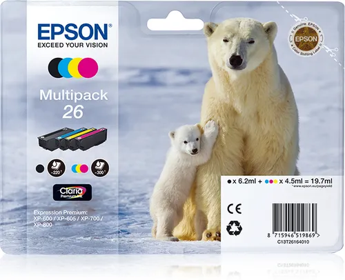 Illustration of product : EPSON 26 cartouche d encre noir et tricolore capacité standard 19.7ml 1-pack blister sans alarme (1)