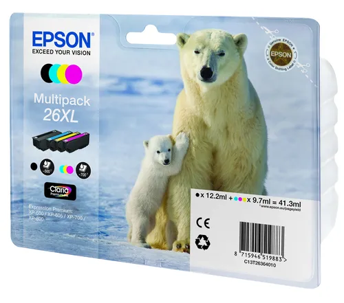 Illustration of product : EPSON 26XL cartouche d encre noir et tricolore haute capacité 41.3ml 1-pack blister sans alarme (2)