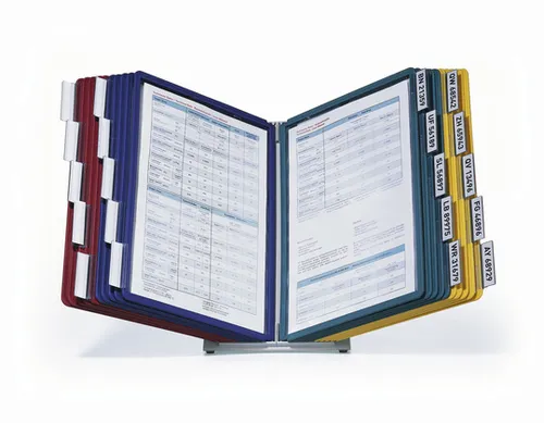 Illustration of product : DURABLE Pupitre de table Vario - onglets indexation en bristol Blanc - 20 pochettes A4 contours Assortis (5)