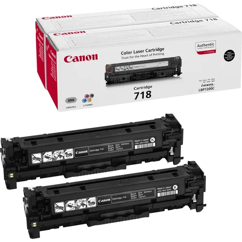 Illustration of product : CANON 718 BK toner noir capacité standard 3.400 pages pack de 2 (1)