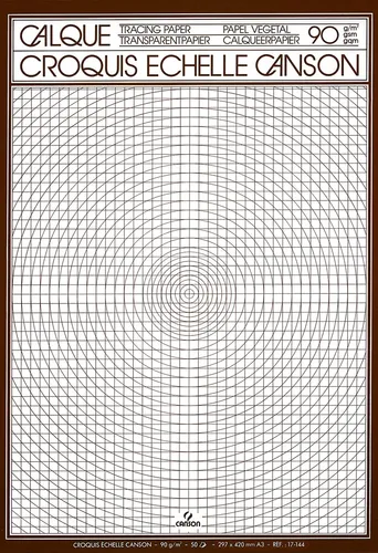 Illustration of product : CANSON Bloc de papier calque croquis échelle 50 feuilles 90g A3 Ref-17144 (1)