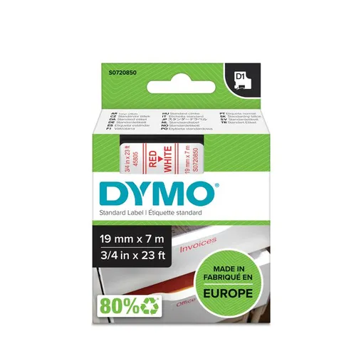 Illustration of product : DYMO Ruban D1 Rouge/Blanc 19MMX7M pour 1000/1000+/2000/3500/4500/5000/5526 (2)
