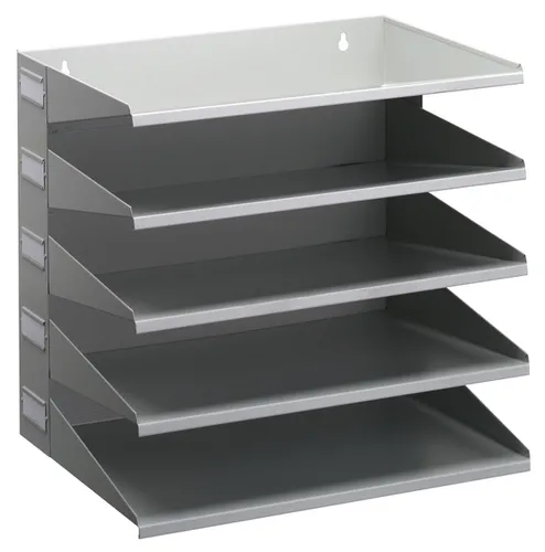 Illustration of product : DURABLE Trieur horizontal 5 compartiments en acier epoxy. Pour doc A4+. L36 x H33 x P25 cm - Gris (1)