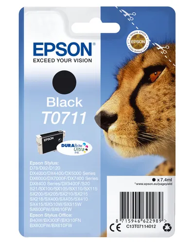 Illustration of product : EPSON T0711 cartouche dencre noir capacité standard 7.4ml 1-pack blister sans alarme (1)