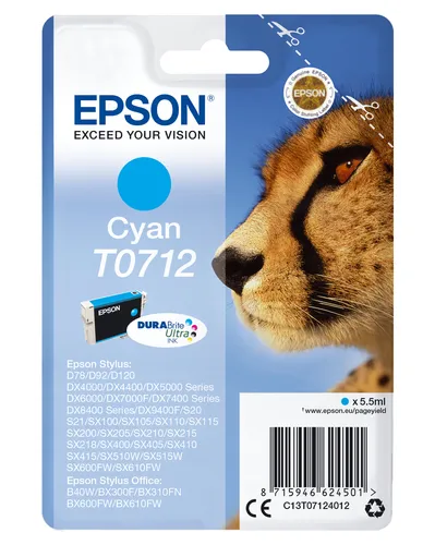 Illustration of product : EPSON T0712 cartouche dencre cyan capacité standard 5.5ml 1-pack blister sans alarme (1)
