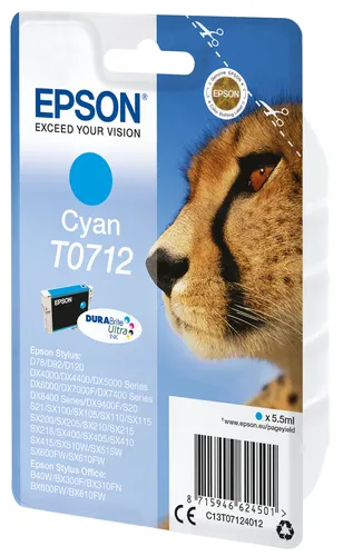 Illustration of product : EPSON T0712 cartouche dencre cyan capacité standard 5.5ml 1-pack blister sans alarme (2)