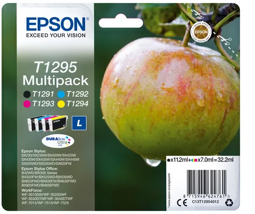 Illustration of product : EPSON T1295 cartouche d encre noir et tricolore haute capacité 11.2ml and 3 x 7ml 4-pack blister sans alarme (1)