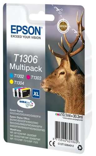 Illustration of product : EPSON T1306 cartouche d encre tricolore très haute capacité 3 x 10.1ml 3-pack blister sans alarme - DURABrite Ultra Ink (2)