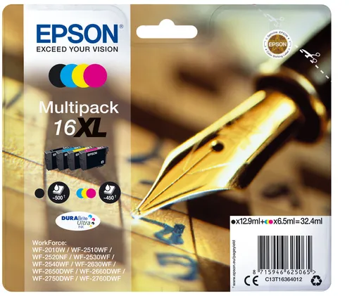Illustration of product : EPSON 16XL cartouche dencre noir et tricolore haute capacité 32.4ml 1-pack blister sans alarme (1)