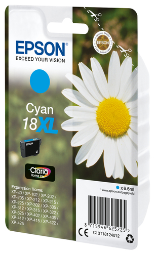 Illustration of product : EPSON 18XL cartouche dencre cyan haute capacité 6.6ml 450 pages 1-pack blister sans alarme (2)