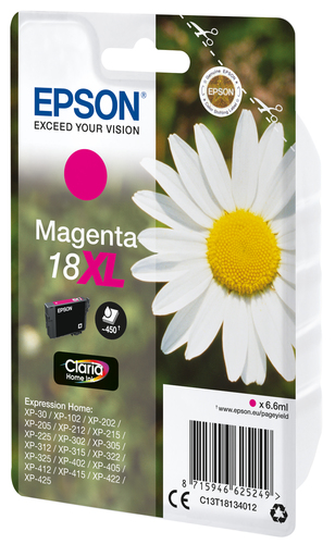 Illustration of product : EPSON 18XL cartouche dencre magenta haute capacité 6.6ml 450 pages 1-pack blister sans alarme (2)