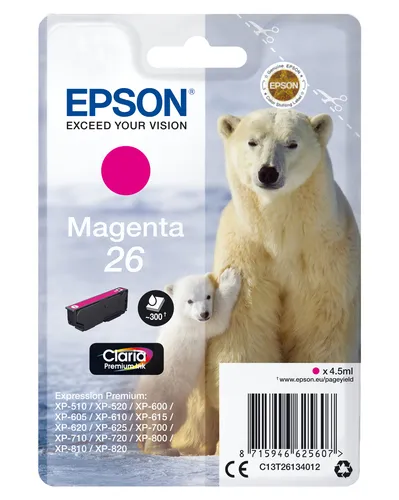 Illustration of product : EPSON 26 cartouche dencre magenta capacité standard 4.5ml 300 pages 1-pack blister sans alarme (1)