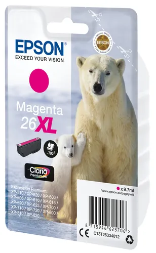 Illustration of product : EPSON 26XL cartouche dencre magenta haute capacité 9.7ml 700 pages 1-pack blister sans alarme (2)
