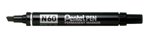 Illustration of product : PENTEL Marqueur permanent pointe biseau corps métal encre Noire indélébile N60 (1)