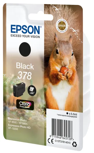 Illustration of product : EPSON Singlepack Black 378 Eichhörnchen Clara Photo HD Ink (2)