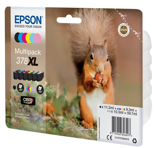 Illustration of product : EPSON Encre Claria Photo HD - Multipack Ecureuil 378 N, C, M, J, Cc, Mc (XL) sans alarme (2)