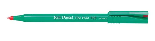 Illustration of product : PENTEL Stylo feutre à bille pointe plastique 0,8 mm encre Rouge corps plastique Vert R 50 (1)