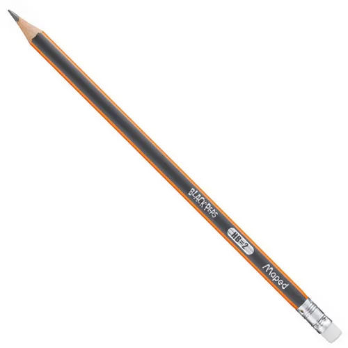Illustration of product : Lot de 12 - MAPED Crayons Graphite embout gomme BLACK'PEPS HB en boîte carton (1)