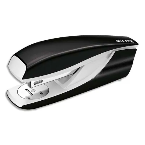 Illustration of product : LEITZ Agrafeuse socle Wow pour agrafes 24/6-26/6. Capacité 30 feuilles. Coloris Noir. Livrée en boîte (1)