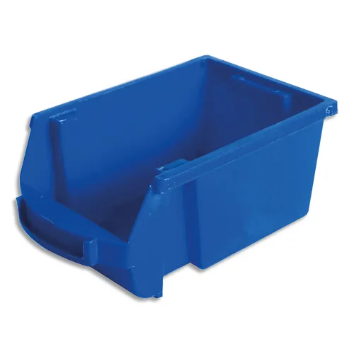 Illustration of product : VISO Bac de rangement à bec 1L Spacy avec porte étiquette en polypropylène Bleu L10 x H7 x P16 cm (1)