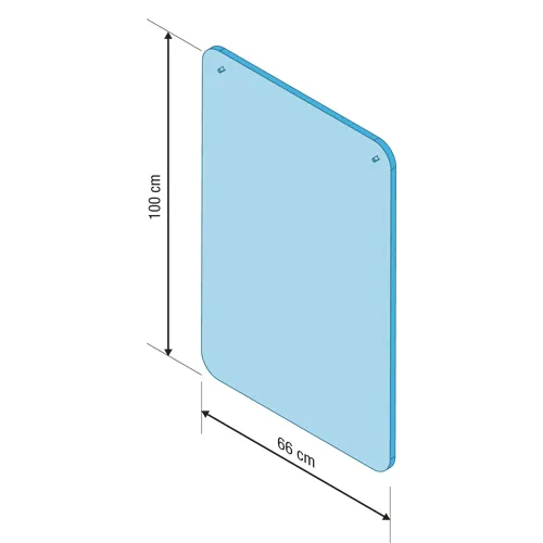 Illustration of product : Vitre protection PMMA à suspendre. Sans kit et sans fenêtre. Dimensions 99x66cm (1)