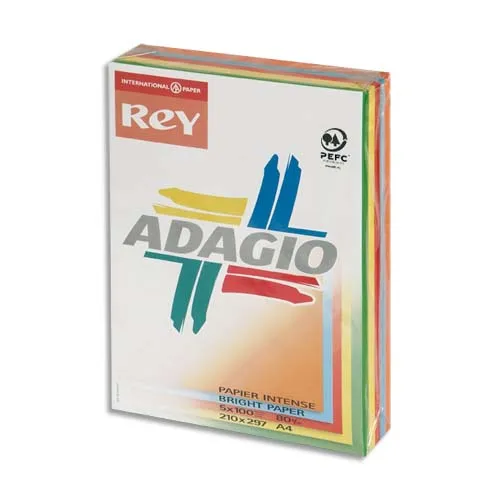 Illustration of product : INAPA Ramette 100 feuilles x 5 teintes papier couleur intense ADAGIO assortis intenses A4 80g (1)