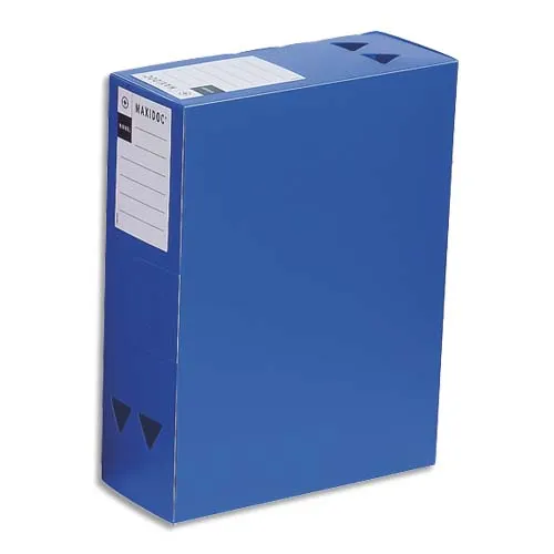 Illustration of product : Lot de 4 - VIQUEL Boîte de classement MAXIDOC, en polypropylène 12/10ème, dos de 12cm, coloris Bleu opaque (1)