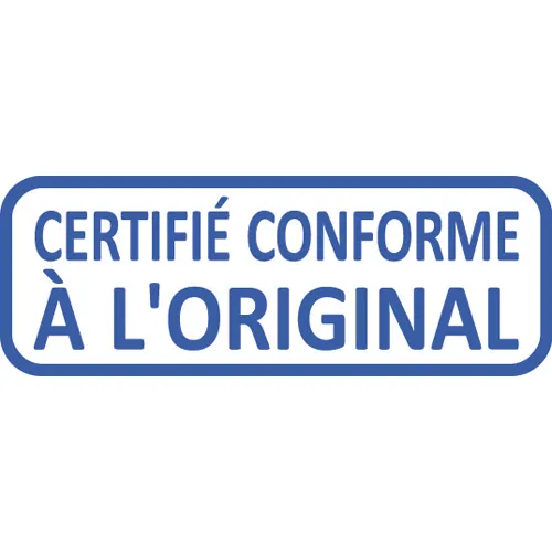 Illustration of product : TRODAT Timbre formule CERTIFIE CONFORME A L'ORIGINAL - Xprint à encr.auto.Bleu. Dim.empreinte 45x16mm (1)