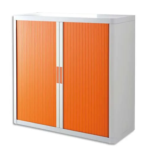 Illustration of product : PAPERFLOW EasyOffice armoire démontable corps en PS teinté Blanc Orange - Dimensions L110xH104xP41,5 cm (1)