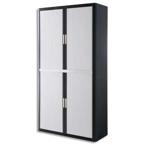 Illustration of product : PAPERFLOW EasyOffice armoire démontable corps en PS teinté Noir Blanc - Dimensions L110xH204xP41,5 cm (1)
