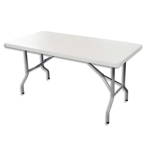 Illustration of product : SODEMATUB Table rectangulaire pliante Blanc granité en polyethylène - Dimensions : L152 x H74 x P76 cm (1)