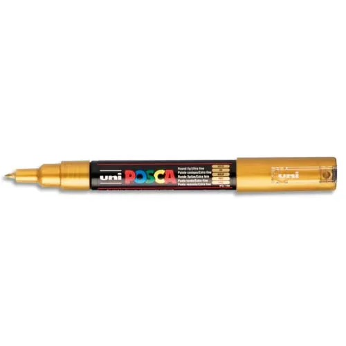 Illustration of product : UNI POSCA Marqueur peinture à eau, encre à pigmentation Or, pointe extra fine PC1MC OR (1)