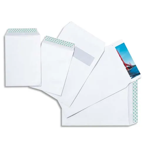 Illustration of product : GPV Boîte de 500 pochettes auto-adhésives velin Blanc 90g format 162x229 C5 (1)