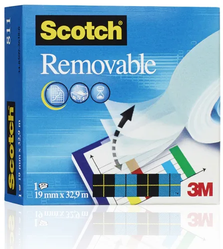 Illustration of product : SCOTCH Ruban adhésif invisible repositionnable Magic 811 - 19 mm x 33 mètres, en boîte individuelle (1)